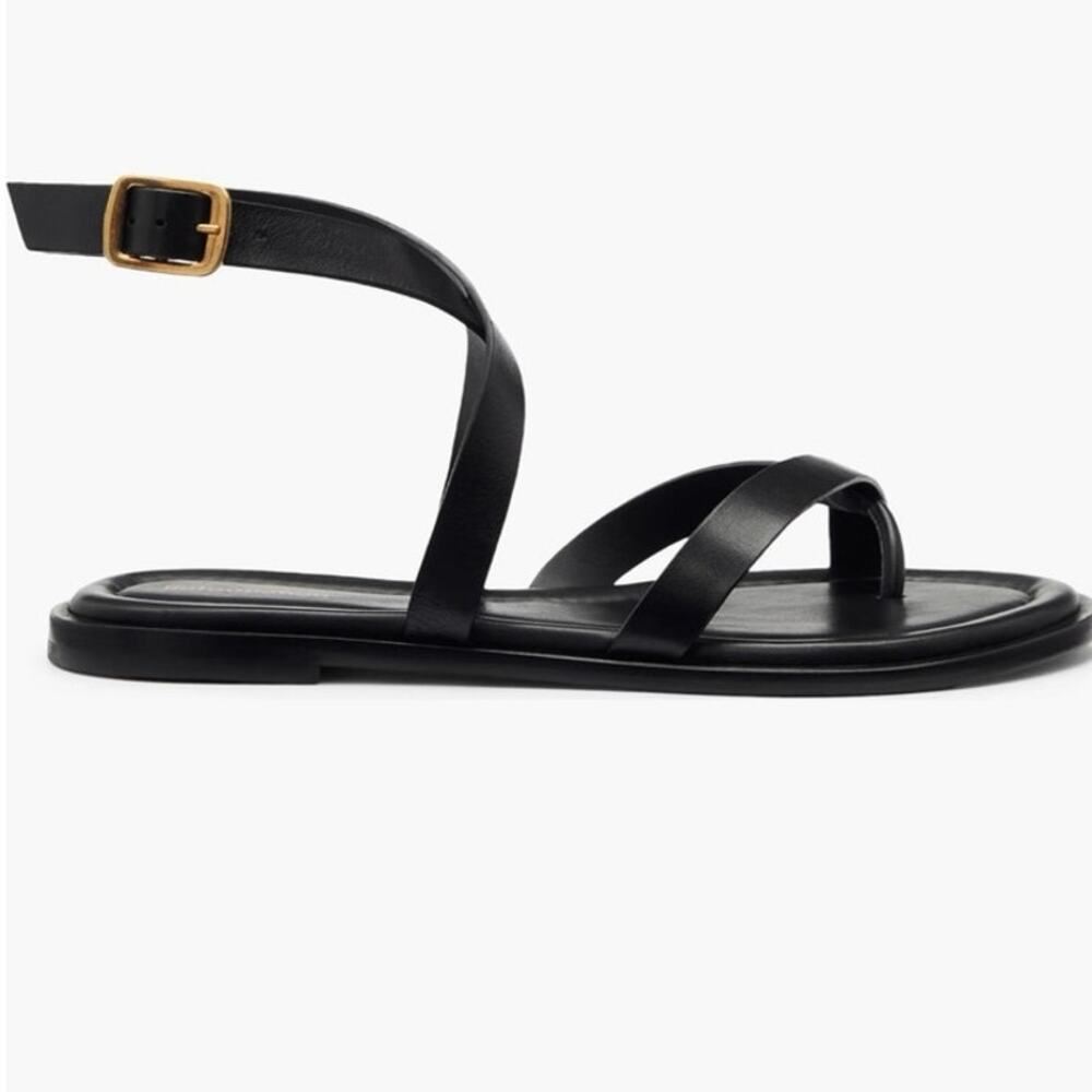NWOB Reformation Jane Flat Sandal in Black SZ 8.5